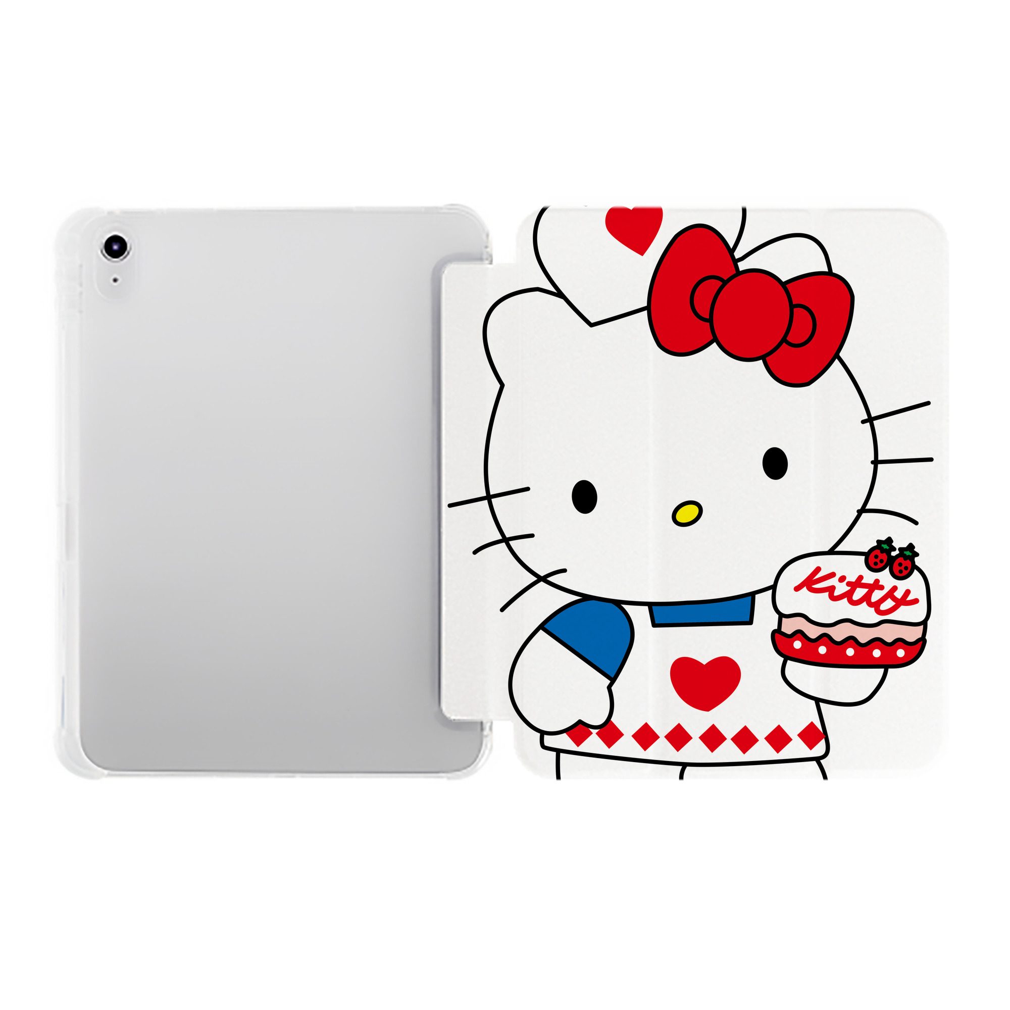 （画像用） Hello Kitty ハローキティ IPad ケース ペン収納付き 三つ折りスタンド PUレザー×シリコン 対応機種9.5/10.5/10.9インチ